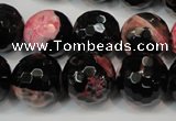 CAG5862 15 inches 16mm faceted round fire crackle agate beads