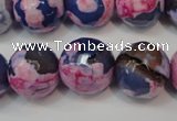 CAG5863 15 inches 16mm faceted round fire crackle agate beads