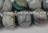 CAG5866 15 inches 16mm faceted round fire crackle agate beads