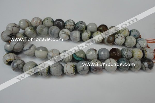 CAG5866 15 inches 16mm faceted round fire crackle agate beads