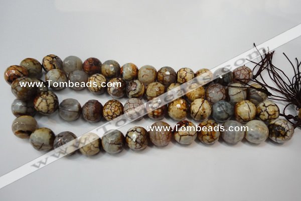 CAG5867 15 inches 16mm faceted round fire crackle agate beads