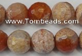 CAG5868 15 inches 16mm faceted round fire crackle agate beads