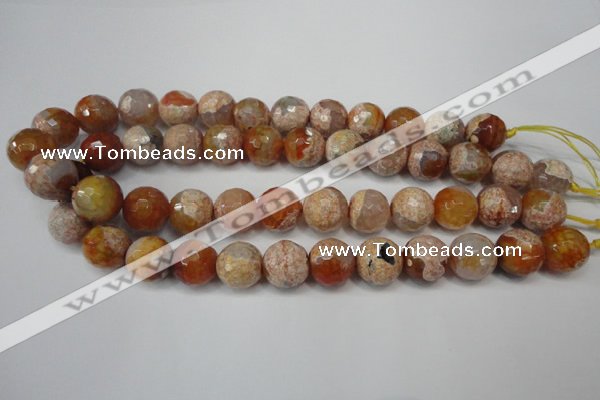 CAG5868 15 inches 16mm faceted round fire crackle agate beads