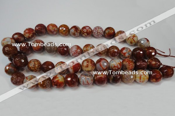 CAG5869 15 inches 16mm faceted round fire crackle agate beads