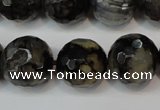 CAG5870 15 inches 16mm faceted round fire crackle agate beads