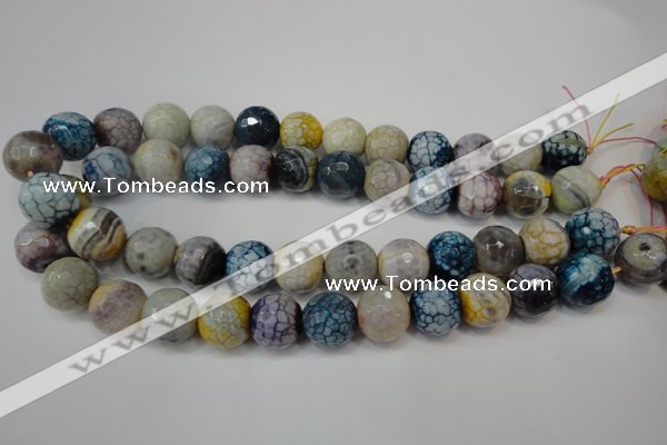 CAG5873 15 inches 16mm faceted round fire crackle agate beads