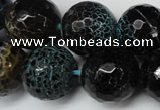 CAG5878 15 inches 18mm faceted round fire crackle agate beads