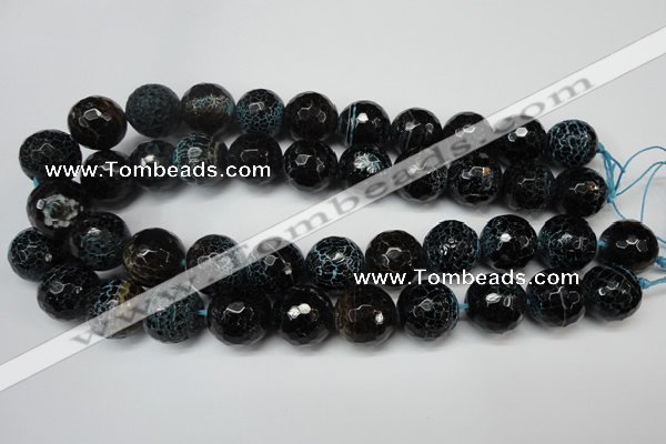 CAG5878 15 inches 18mm faceted round fire crackle agate beads