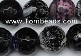 CAG5879 15 inches 18mm faceted round fire crackle agate beads