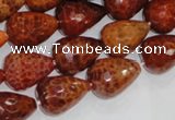 CAG588 15.5 inches 13*18mm faceted teardrop natural fire agate beads