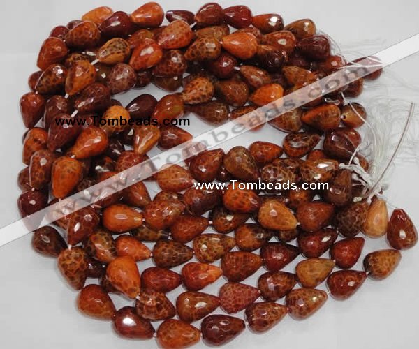 CAG588 15.5 inches 13*18mm faceted teardrop natural fire agate beads