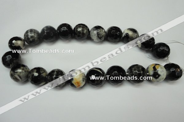 CAG5880 15 inches 20mm faceted round fire crackle agate beads