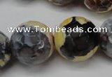 CAG5882 15 inches 20mm faceted round fire crackle agate beads