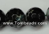 CAG5886 15 inches 20mm faceted round fire crackle agate beads