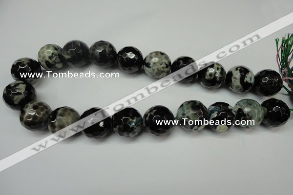 CAG5886 15 inches 20mm faceted round fire crackle agate beads