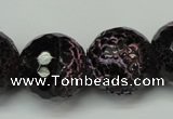 CAG5889 15 inches 20mm faceted round fire crackle agate beads