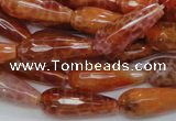 CAG591 15.5 inches 10*25mm faceted teardrop natural fire agate beads
