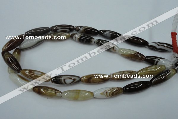 CAG5914 15 inches 10*30mm rice Madagascar agate gemstone beads