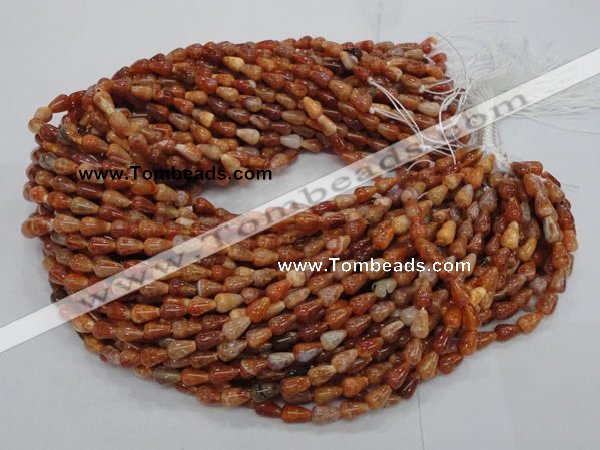 CAG592 15.5 inches 6*10mm teardrop natural fire agate beads