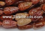 CAG593 15.5 inches 8*16mm teardrop natural fire agate beads