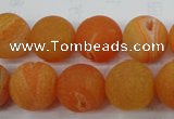 CAG5936 15 inches 14mm round matte druzy agate beads wholesale