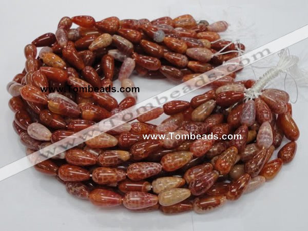 CAG594 15.5 inches 10*20mm teardrop natural fire agate beads