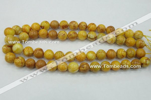 CAG5941 15.5 inches 12mm round yellow crazy lace agate beads