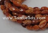 CAG598 15.5 inches 8*12mm faceted rice natural fire agate beads