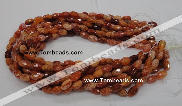 CAG598 15.5 inches 8*12mm faceted rice natural fire agate beads