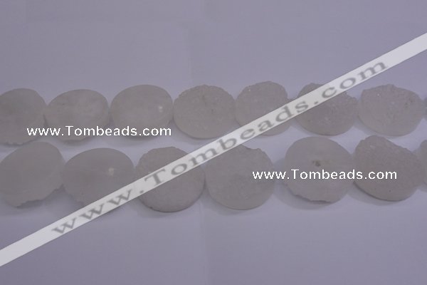 CAG5983 15.5 inches 30mm coin white agate gemstone beads