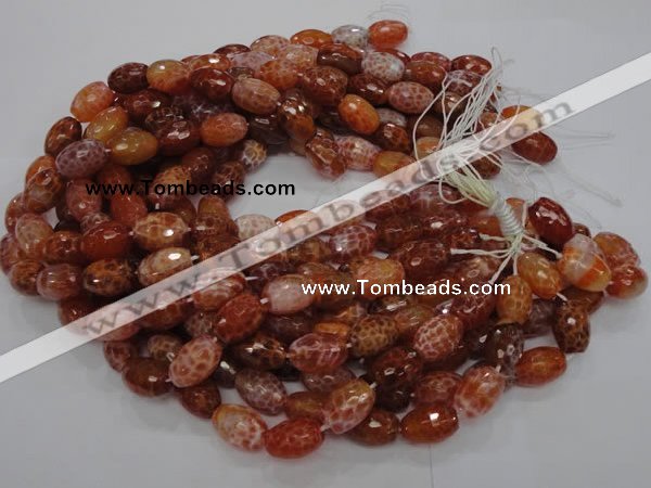 CAG600 15.5 inches 12*16mm faceted rice natural fire agate beads