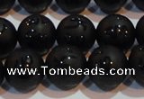 CAG6002 15.5 inches 8mm carved round matte black agate beads