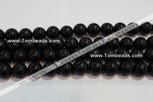 CAG6005 15.5 inches 14mm carved round matte black agate beads