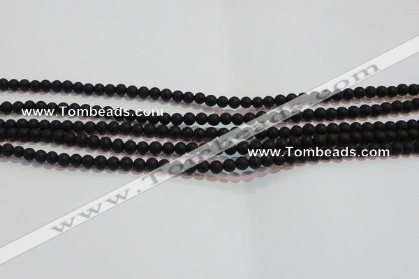 CAG6010 15.5 inches 4mm round matte black agate beads