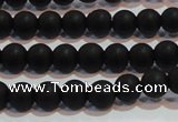 CAG6011 15.5 inches 6mm round matte black agate beads