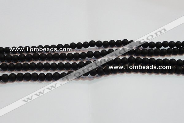 CAG6011 15.5 inches 6mm round matte black agate beads