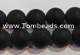 CAG6013 15.5 inches 10mm round matte black agate beads