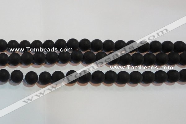 CAG6013 15.5 inches 10mm round matte black agate beads