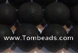 CAG6015 15.5 inches 14mm round matte black agate beads