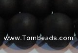 CAG6017 15.5 inches 18mm round matte black agate beads