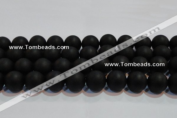 CAG6017 15.5 inches 18mm round matte black agate beads