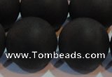 CAG6018 15.5 inches 20mm round matte black agate beads