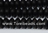 CAG6021 15.5 inches 4*8mm rondelle matte black agate beads