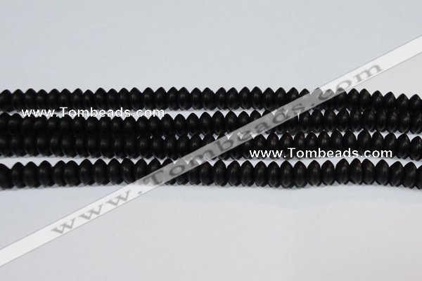 CAG6021 15.5 inches 4*8mm rondelle matte black agate beads