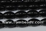 CAG6024 15.5 inches 6*9mm rice matte black agate beads