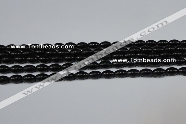 CAG6024 15.5 inches 6*9mm rice matte black agate beads