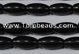 CAG6025 15.5 inches 6*12mm rice matte black agate beads