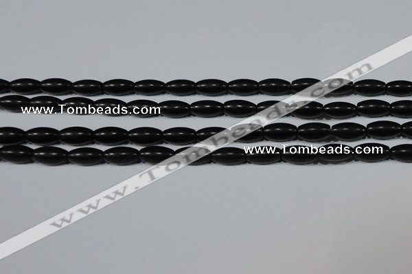 CAG6025 15.5 inches 6*12mm rice matte black agate beads