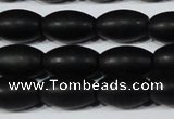 CAG6026 15.5 inches 8*12mm rice matte black agate beads