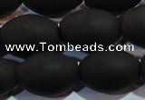 CAG6028 15.5 inches 13*18mm rice matte black agate beads